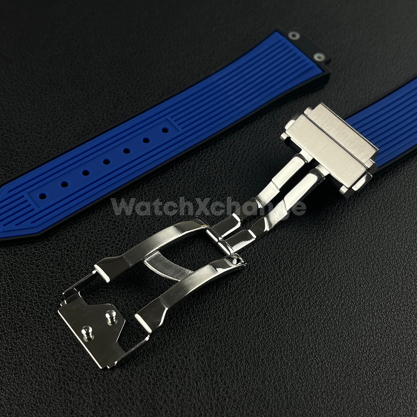 Blue Rubber Silicone Watch Strap Waterproof Band 27*17mm Fit HUBLOT BIG BANG