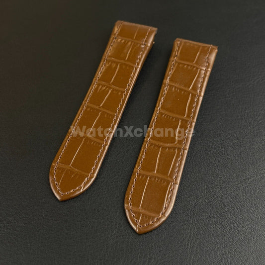 Brown Genuine Leather Watch Straps Mens Band Fits Cartier Santos 20mm