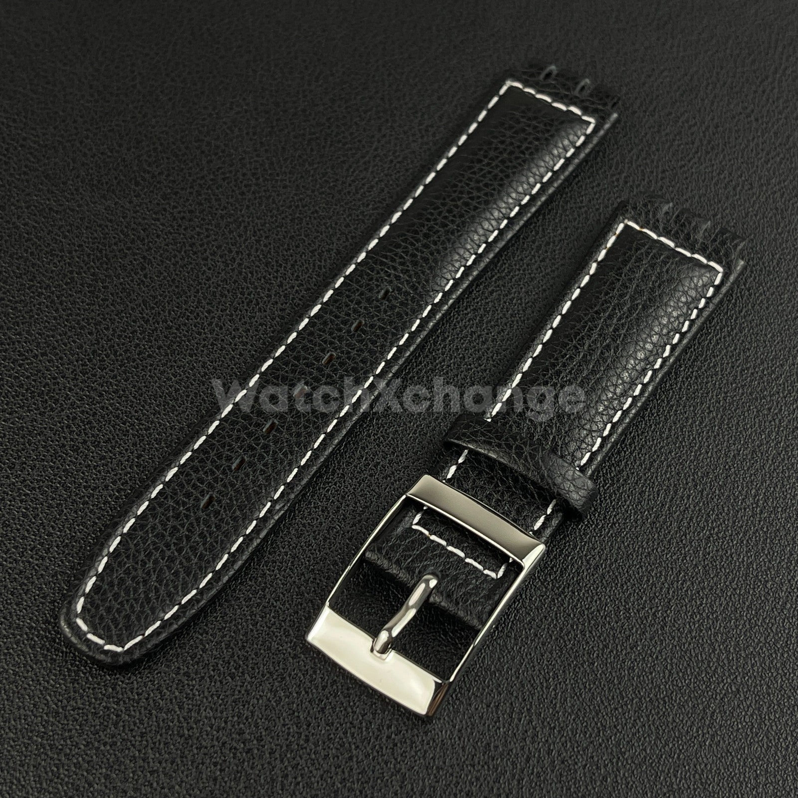 Black Genuine Leather Watch Band Strap 17mm for SWATCH YCS YAS YGS