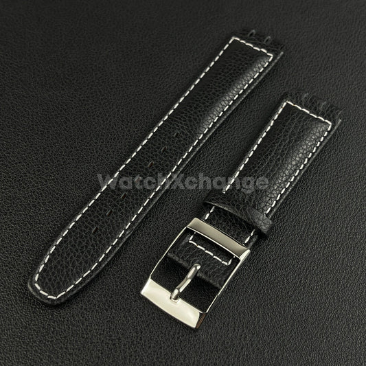 Black Genuine Leather Watch Band Strap 17mm for SWATCH YCS YAS YGS