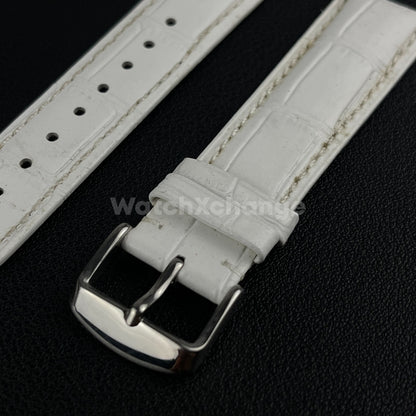 Defective White Genuine Leather Universal Watch Strap Band Alligator Grain 20mm