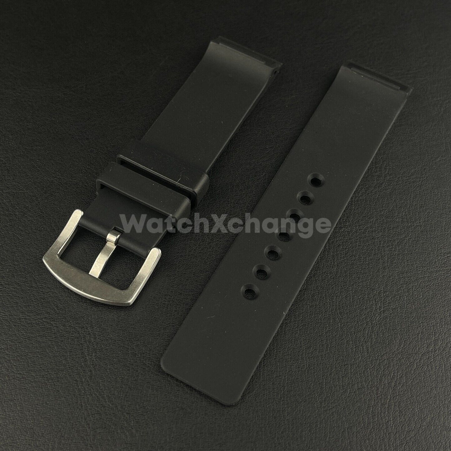 Black Silicone Rubber Watch Strap For Cartier Santos 100 Curved Ends 23mm