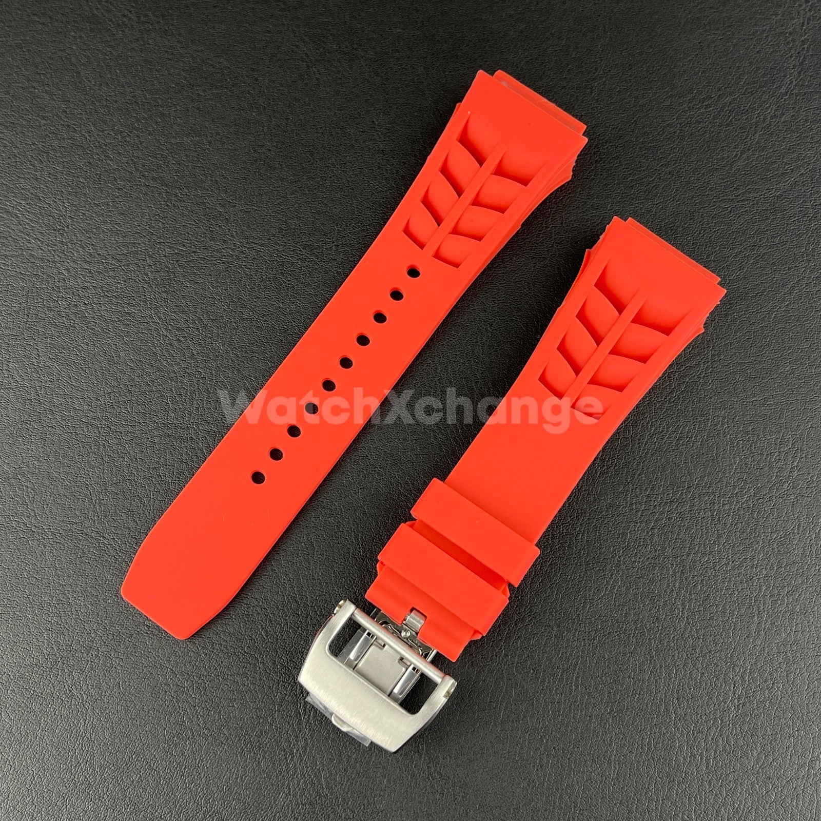 Red 25mm-Spring Bar-Watch Rubber Band Strap For RICHARD MILLE RM011 RM-11