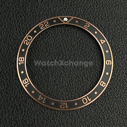 Black & Rose Gold 38mm Sloping Bezel Insert For Watch Seiko Rolex SKX007 SRPD