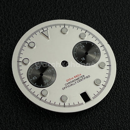 White 30mm Modified Watch Dial Accessory for VK64 Quartz Movement