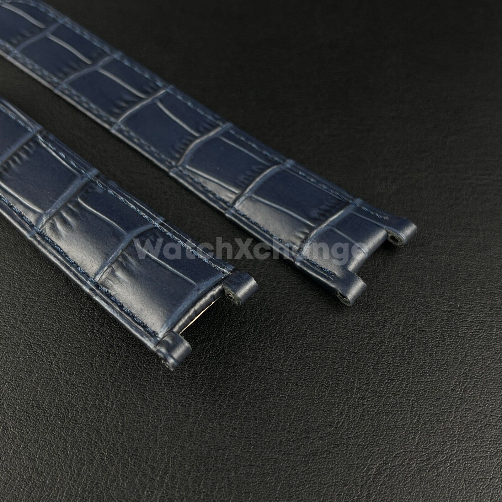 18mm Blue Genuine Leather Strap Band fit Cartier Pasha Watch Clasp Buckle