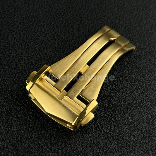 Gold Steel Deployment Watch Folding Buckle Clasp For Omega 18 20 mm