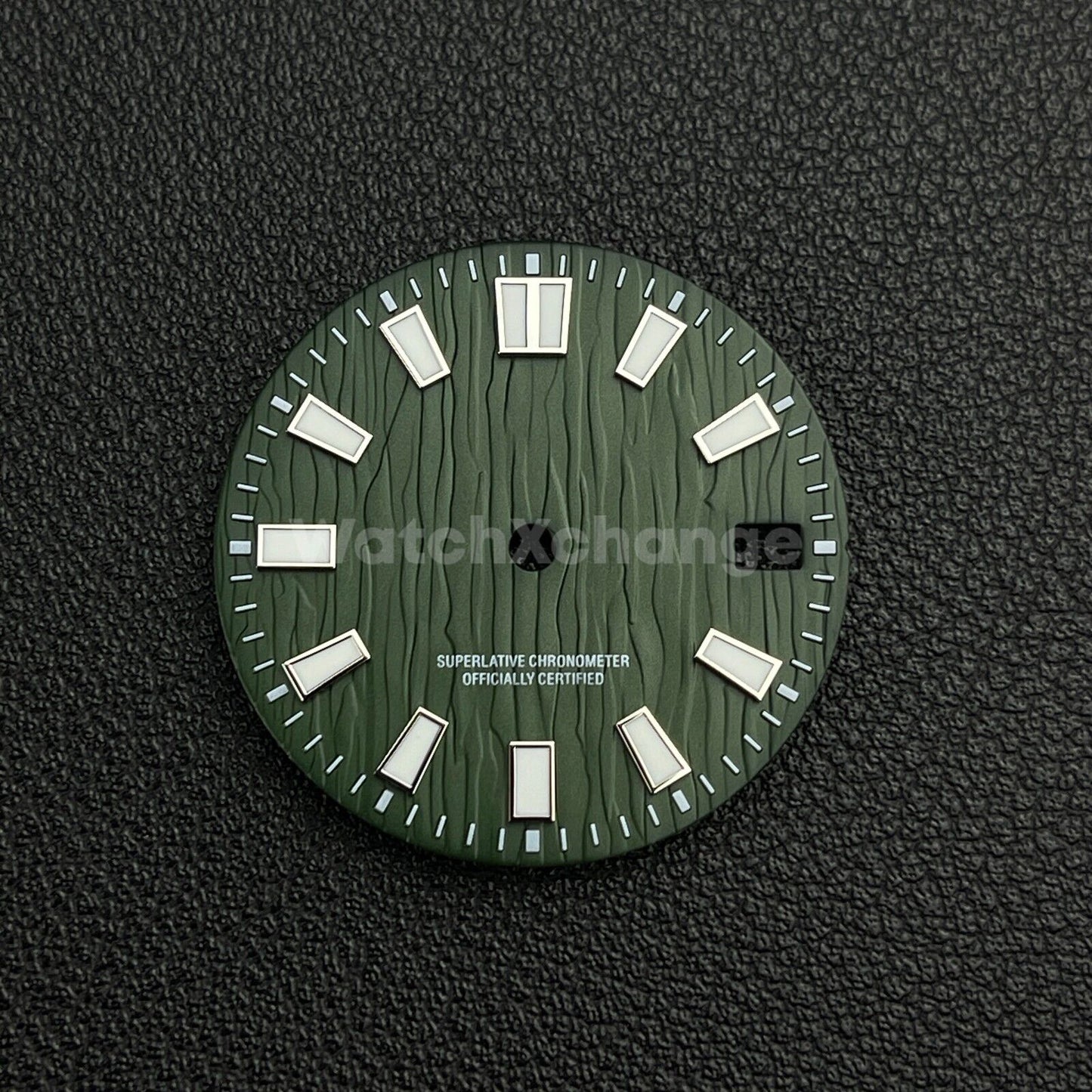 28.5mm Green & White Watch Dial NH35 NH36 4R35 Movement Water Ripple Texture