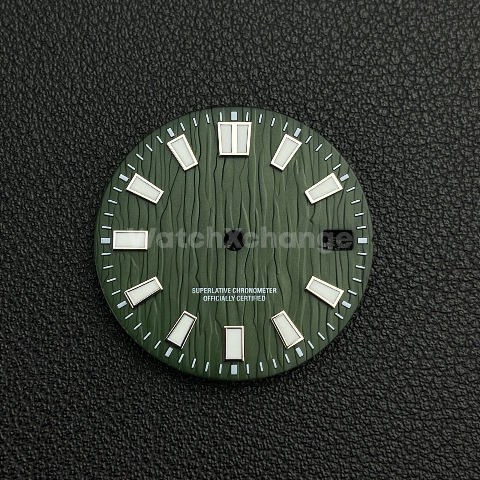 28.5mm Green & White Watch Dial NH35 NH36 4R35 Movement Water Ripple Texture