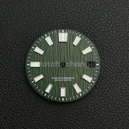 28.5mm Green & White Watch Dial NH35 NH36 4R35 Movement Water Ripple Texture