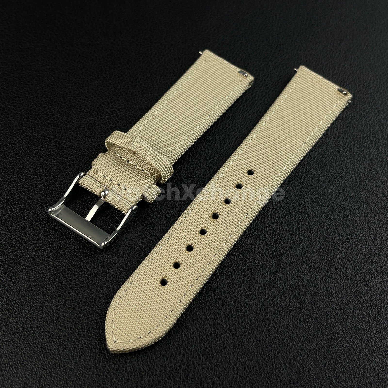 Beige Watch Strap Band Nylon Canvas Sailcloth Quick Release 20mm 22mm 24mm