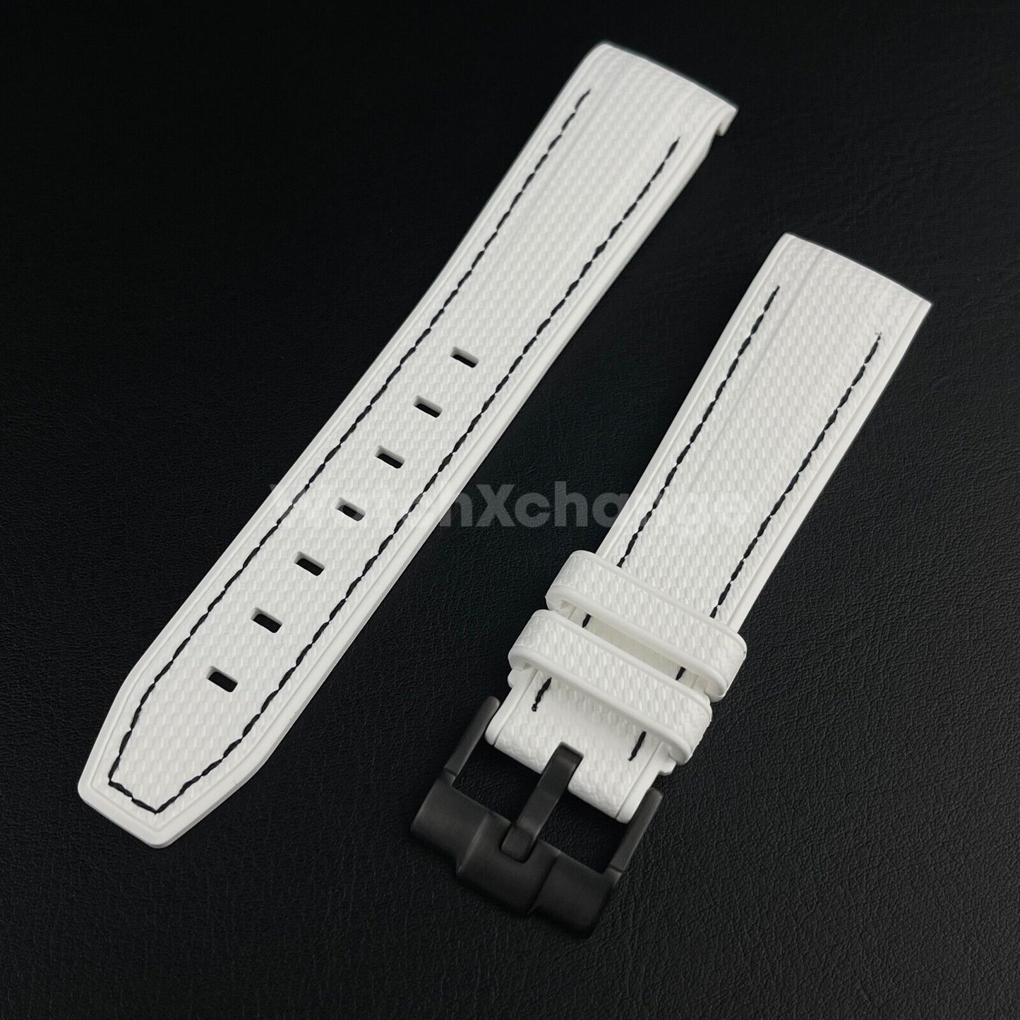 White 20mm Silicone Rubber Curved End Watch Strap Band For Omega Rolex