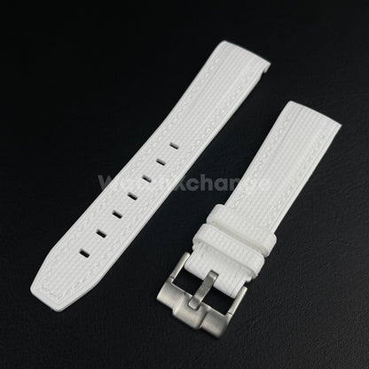 White 20mm Silicone Rubber Curved End Watch Strap Band For Omega Rolex