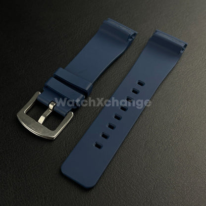 Blue Silicone Rubber Watch Strap For Cartier Santos 100 Curved Ends 20 / 23mm