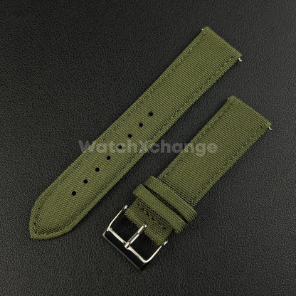 Green Watch Strap Band Nylon Canvas Sailcloth Quick Release 20mm 22mm 24mm