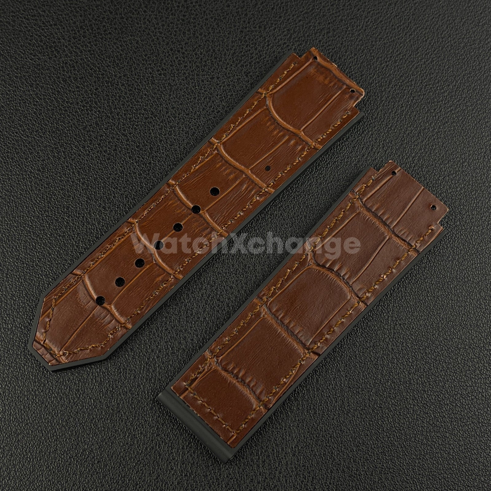 Brown Leather Watch Strap Band 26*19mm Fit HUBLOT BIG BANG