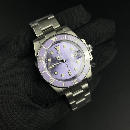 STEELDIVE Purple 41mm Diving Mens Watch NH35A Automatic Movement Sapphire Steel