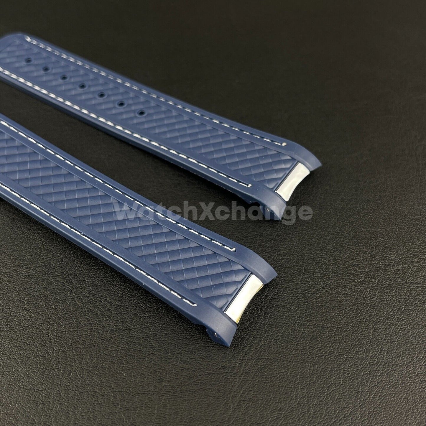 19mm For OMEGA Seamaster Aqua Terra Watch Silicone Rubber Strap Clasp Navy Blue