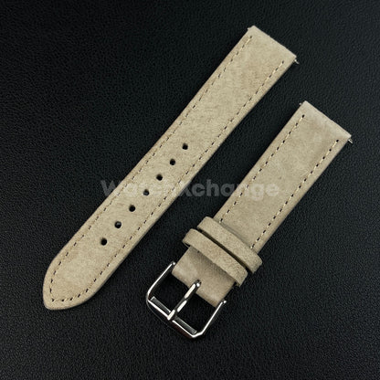 Beige Watch Strap Suede Leather Premium Quick Release Band 18 19 20 22mm