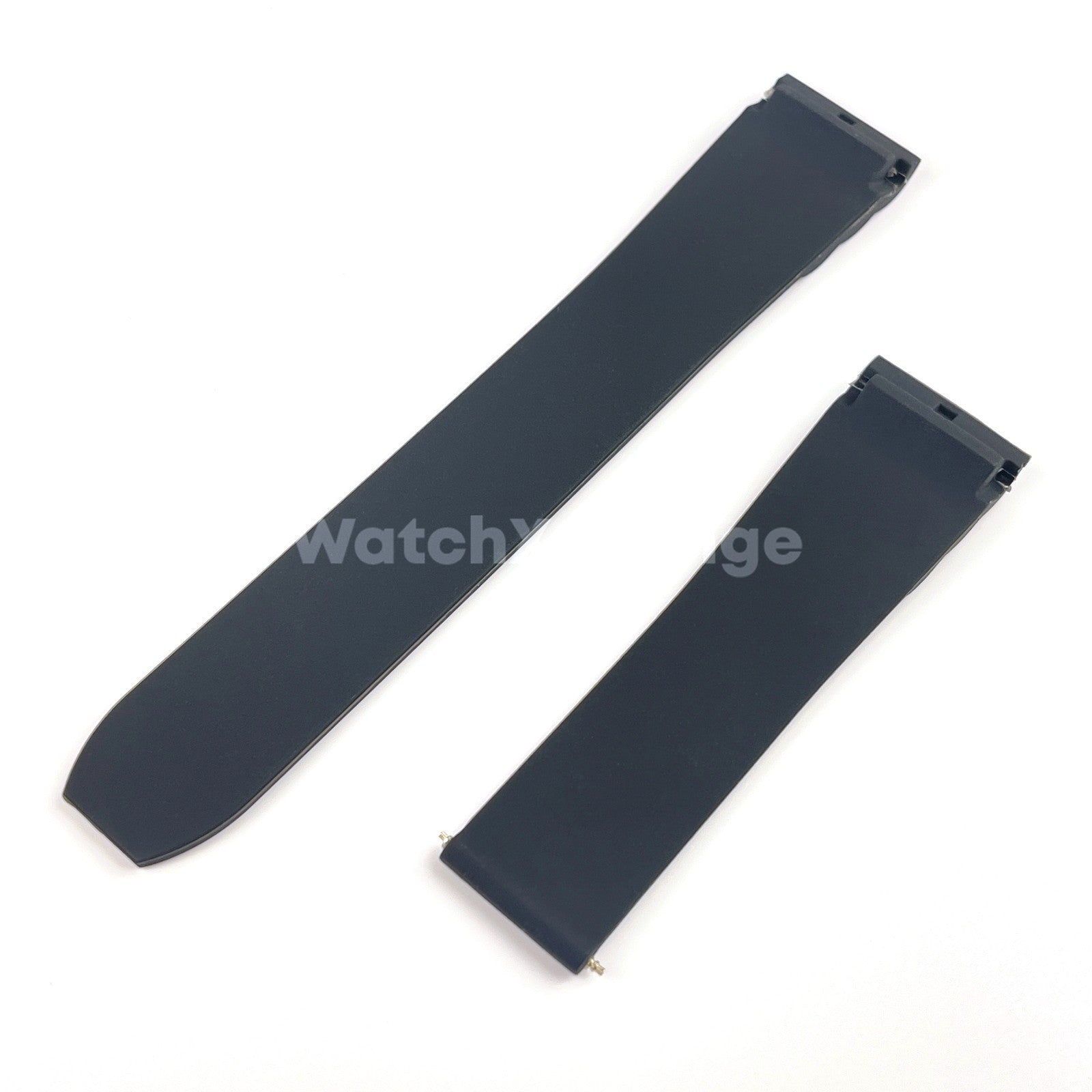 Black 21mm Silicone Rubber Watch Strap For Cartier Santos