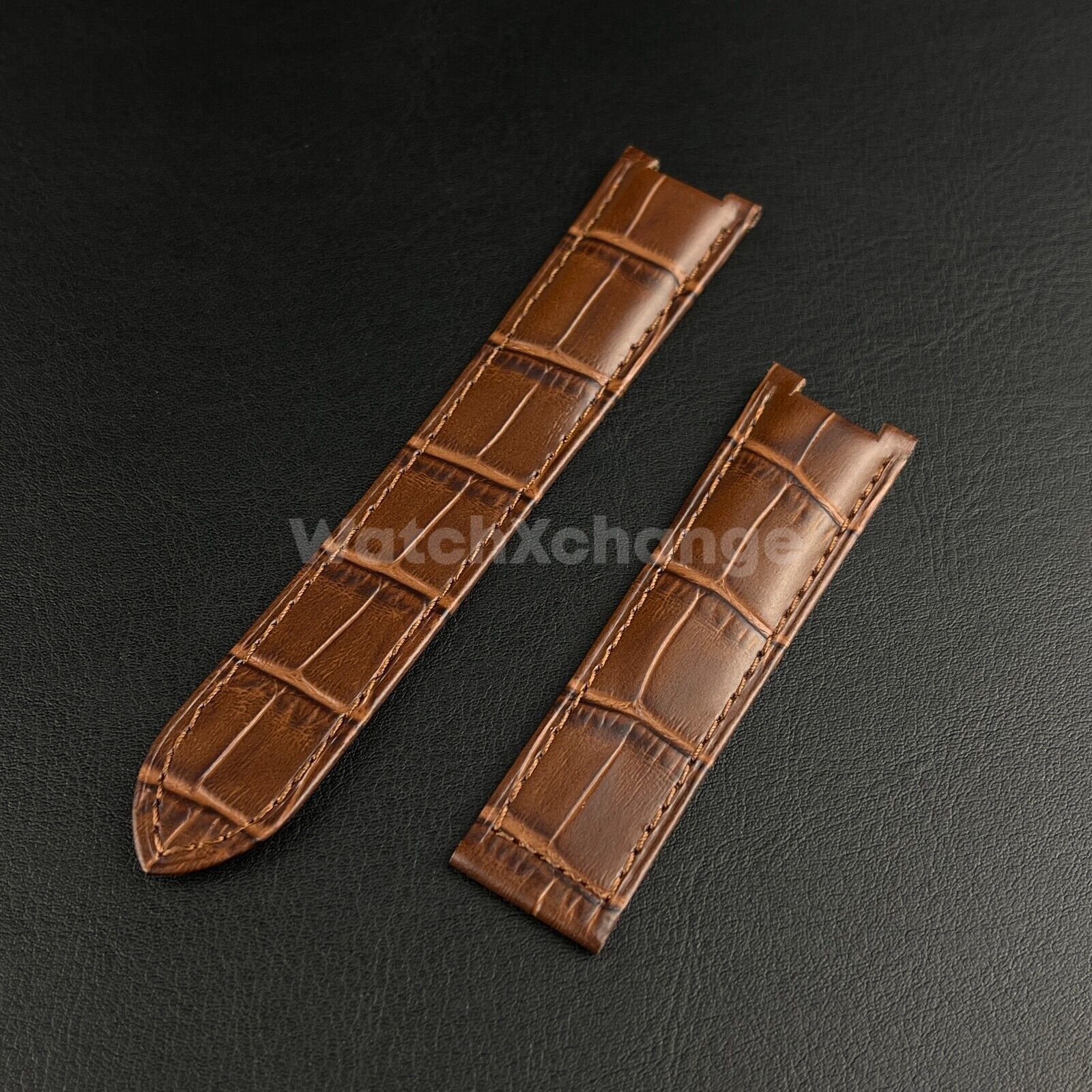 20mm Brown Genuine Leather Strap Band fit Cartier Pasha Watch