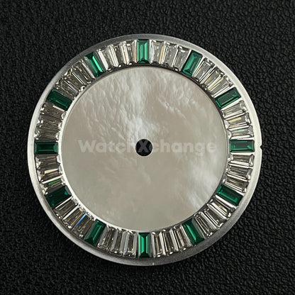28.5mm Green & White Pearl Shell Texture Watch Dial for SEIKO NH35 NH36 Movement