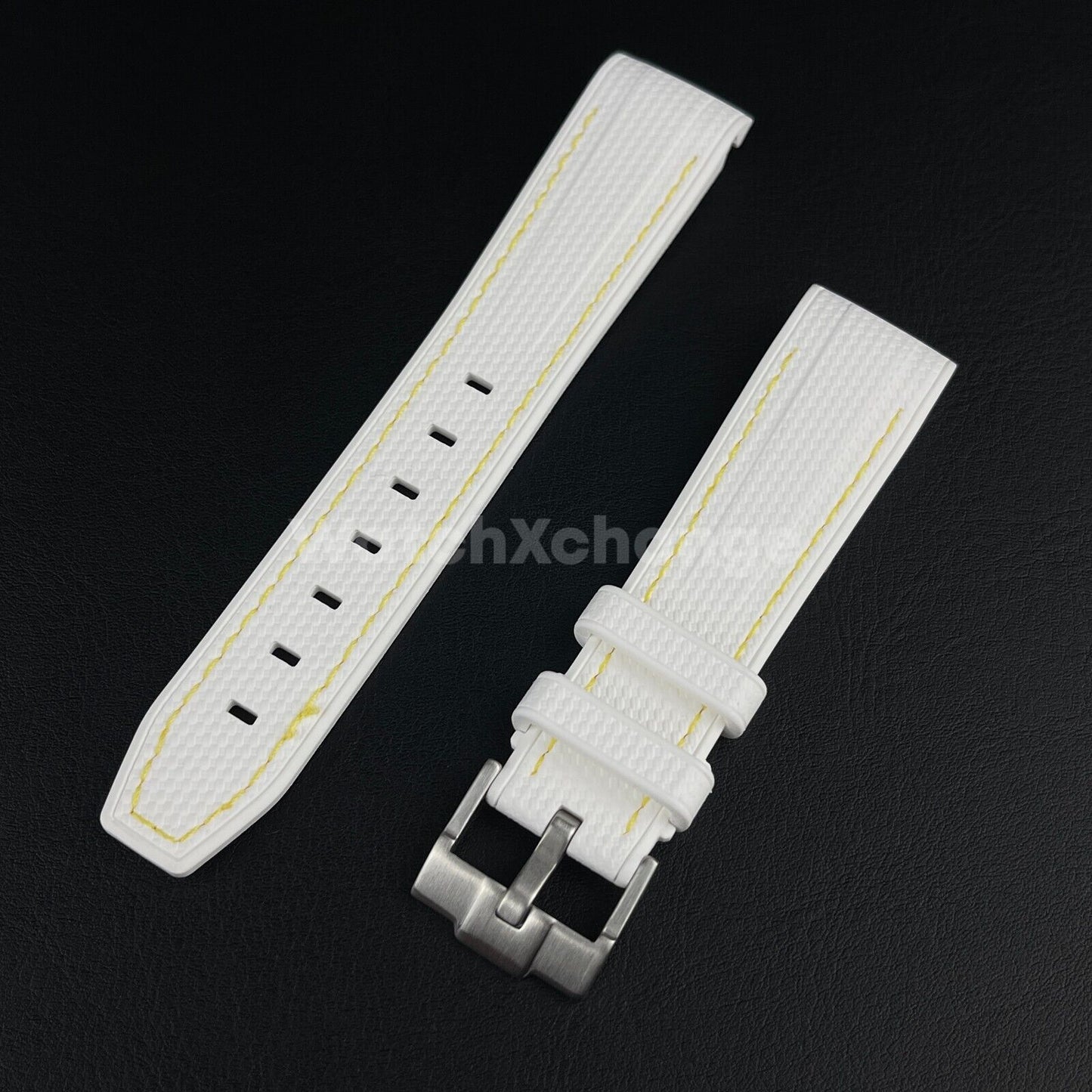 White 20mm Silicone Rubber Curved End Watch Strap Band For Omega Rolex