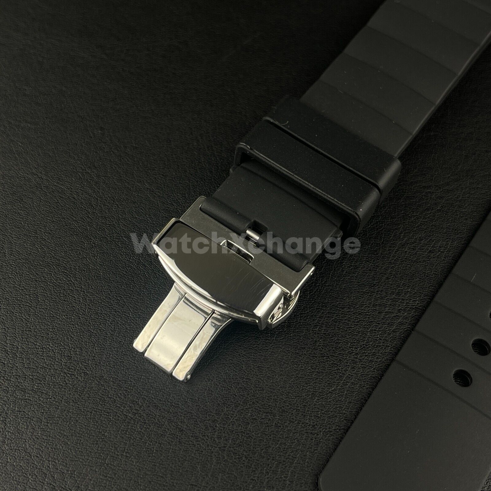 Black Silicone Rubber Watch Strap For Cartier Santos 100 Curved Ends 23mm