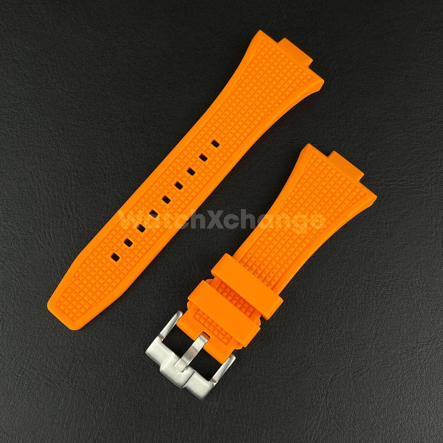 Orange Tissot PRX Waffle Silicone Rubber Watch Strap 12mm 40mm Powermatic 80