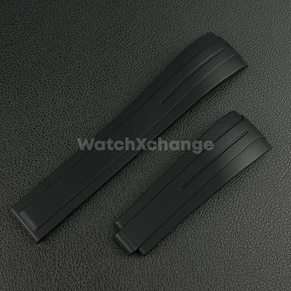 Black 21mm 22mm Curved Rubber Strap for Rolex DAYTONA SUBMARINER Yacht-Master