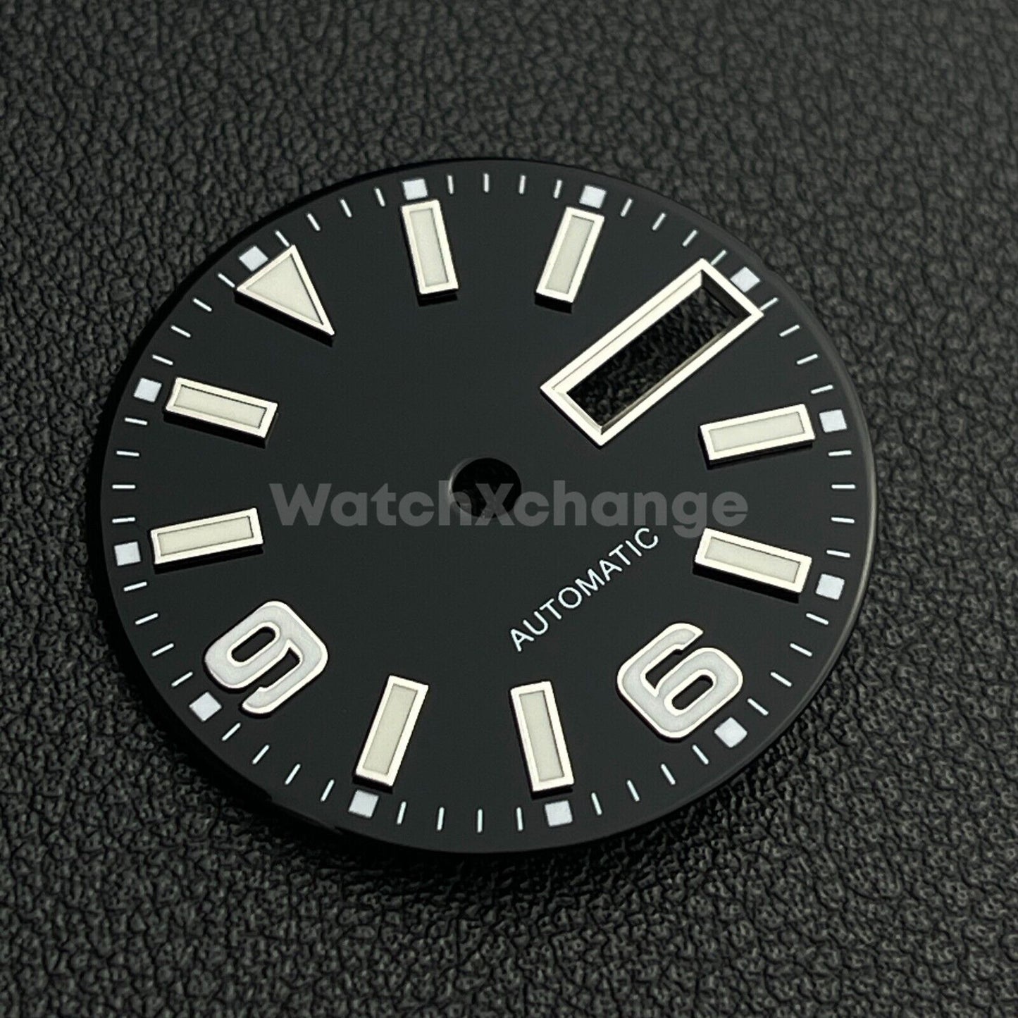 29mm Black Watch Dial Face for NH36 Movements Green Luminous