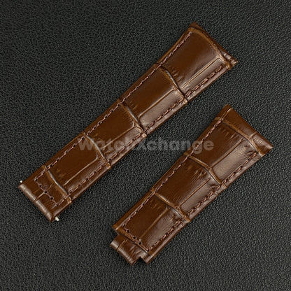 Brown Genuine Leather Strap Band Strap For Rolex Watch Universal 20mm