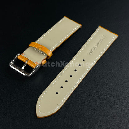 Orange Genuine Leather Universal Watch Strap Band Alligator Grain 20mm 22mm 24mm