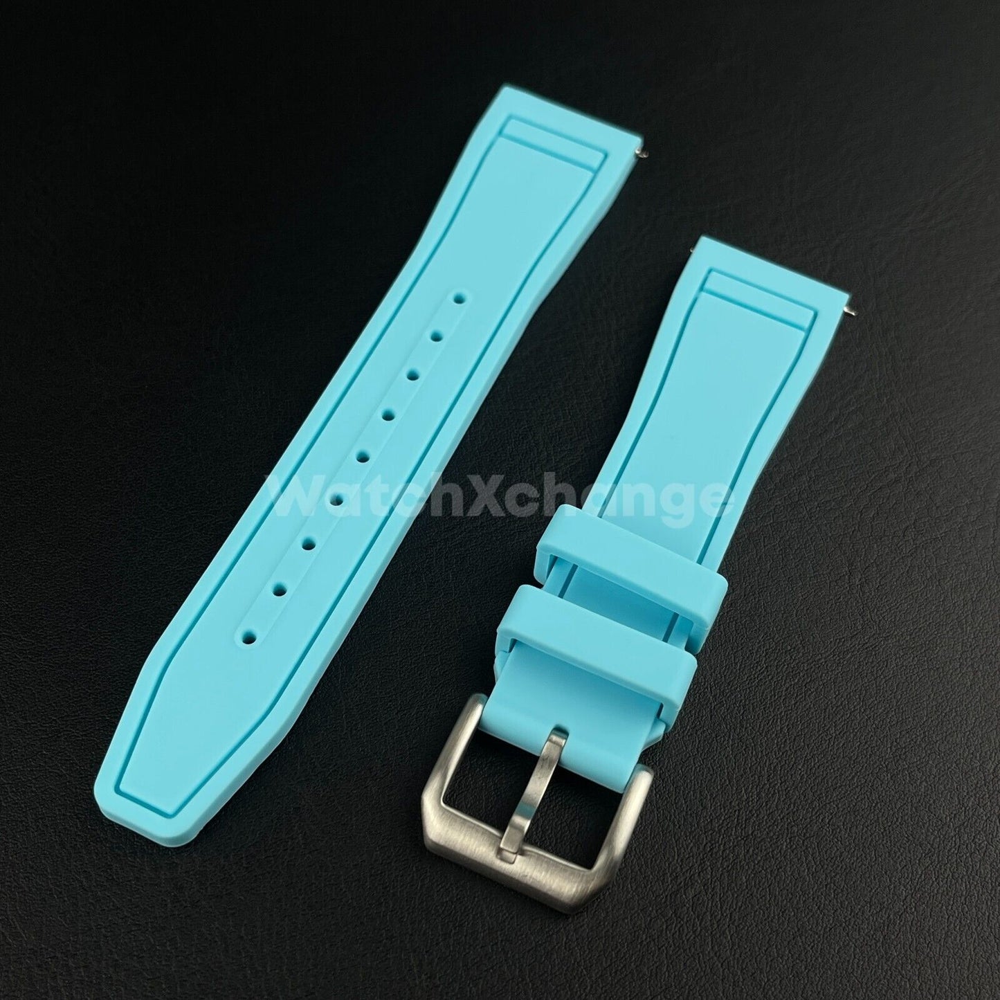 Light Blue Rubber Strap For IWC Pilot Portugal Portofino QuickRelease 20 21 22mm