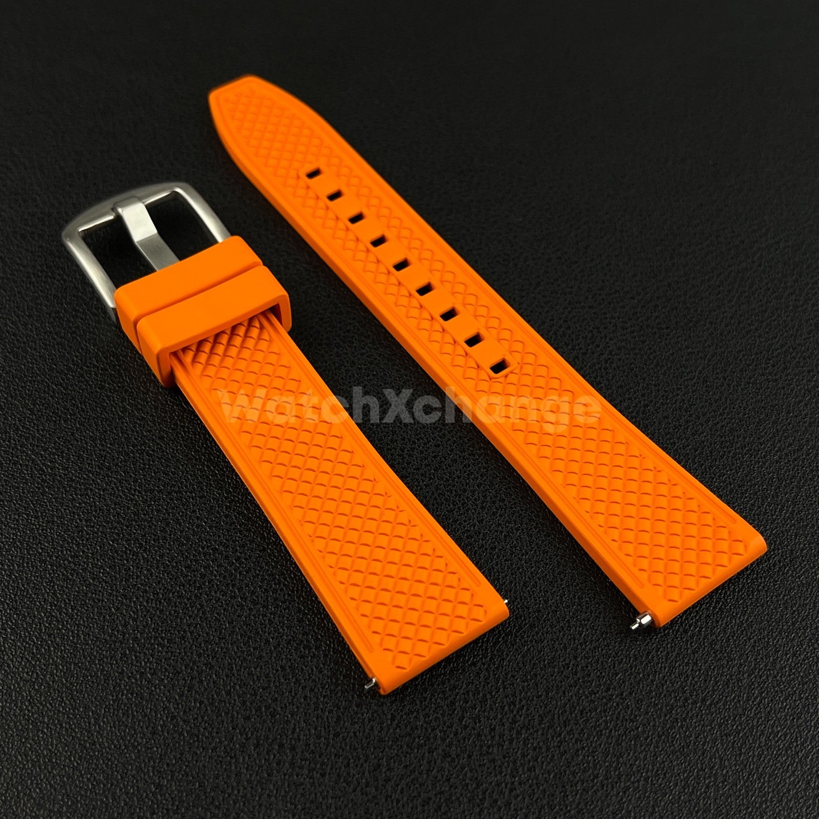 Orange Premium Waffle FKM Rubber Watch Strap Band 20mm 22mm Quick Release