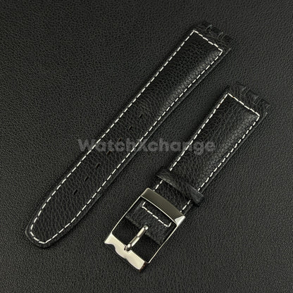 Black Genuine Leather Watch Band Strap 17mm for SWATCH YCS YAS YGS