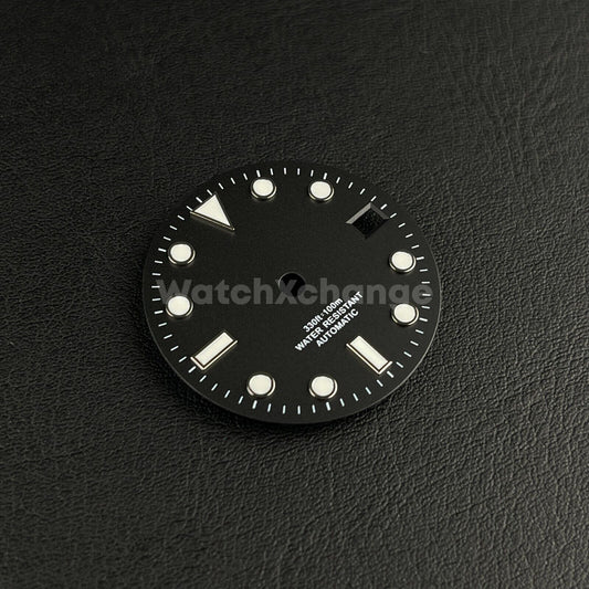 28.5mm Black Watch Dial Green Luminous for SEIKO NH35 Watch Movement Parts