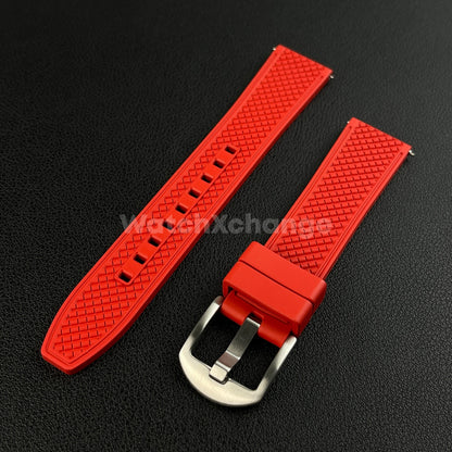 Red Premium Waffle FKM Rubber Watch Strap Band 20mm 22mm Quick Release
