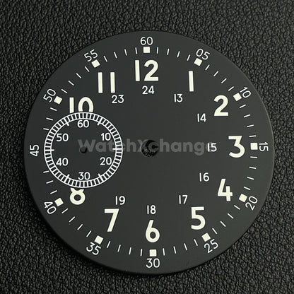 38.9mm Black Watch Dial Green Luminous For ETA6497 Seagull ST36 Movement Part