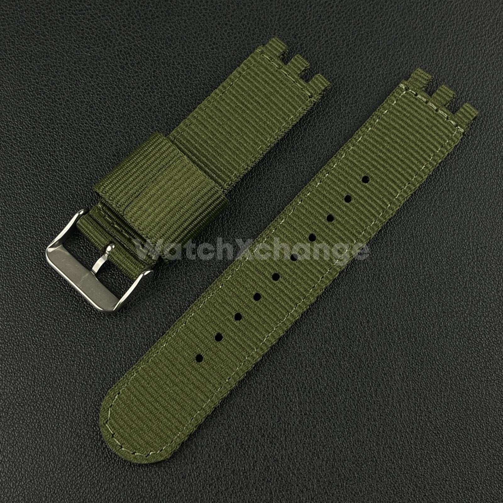 Green Nylon Strap For Swatch Canvas Watch Band Sport Wristband 17/19/20mm