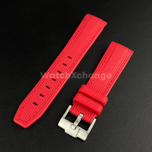 Red 20mm Silicone Rubber Curved End Watch Strap Band For Omega Rolex