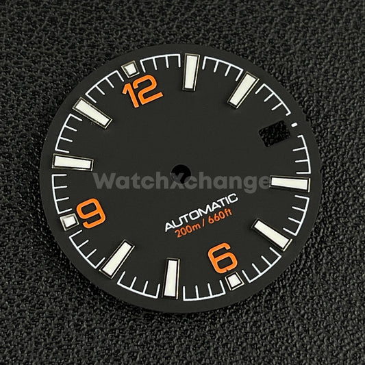 28.5mm Black & Red / Orange Watch Dial Face for NH35 Movements