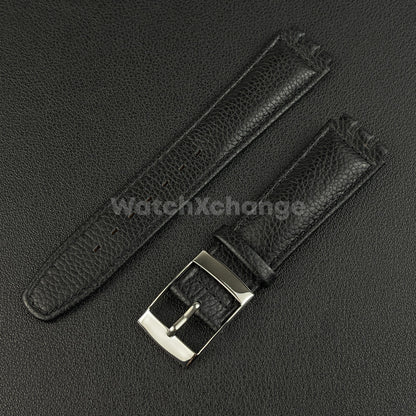 Black Genuine Leather Watch Band Strap 17mm for SWATCH YCS YAS YGS
