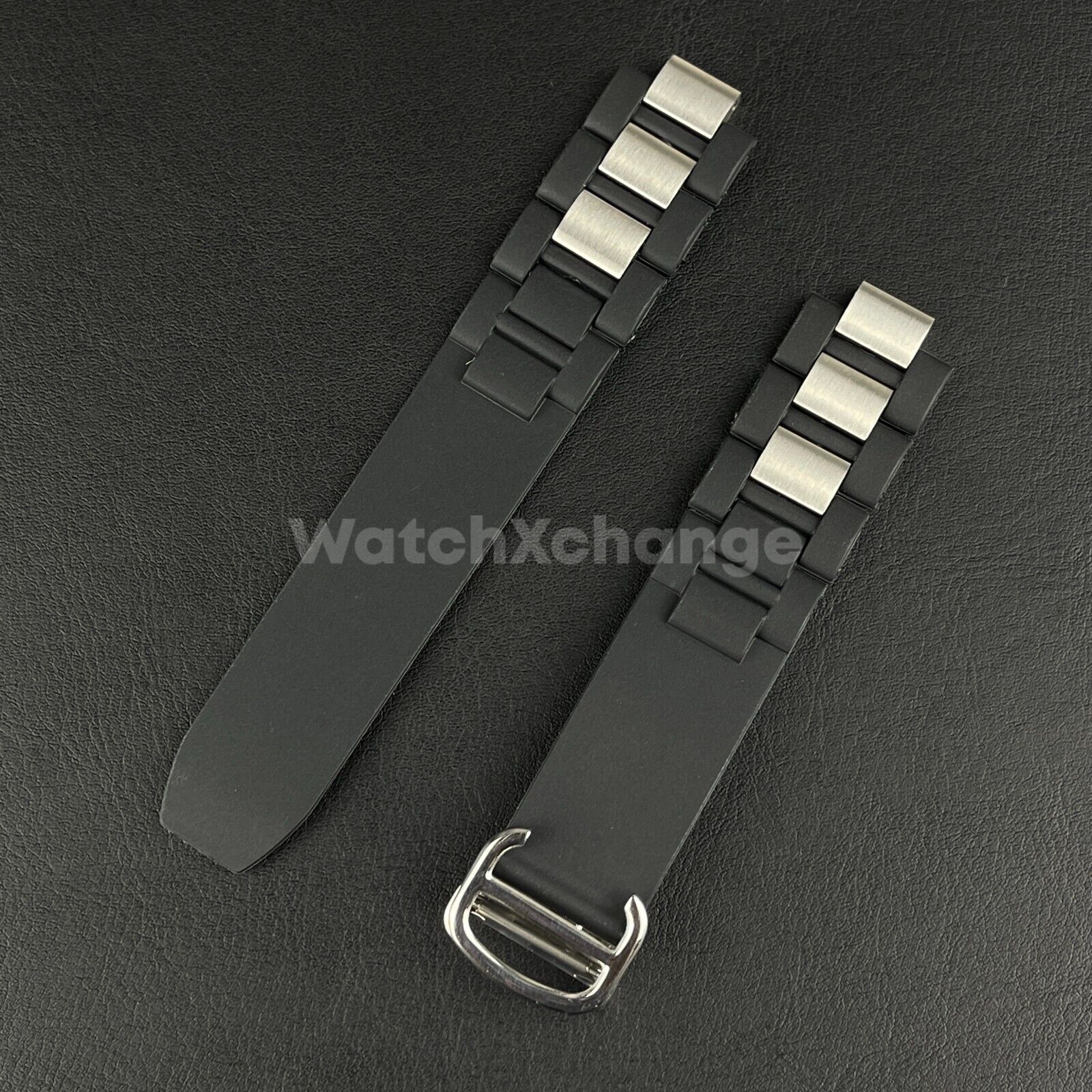 20mm*10mm Black Rubber Wrist Watch Band Strap For Cartier 21 Chronoscaph