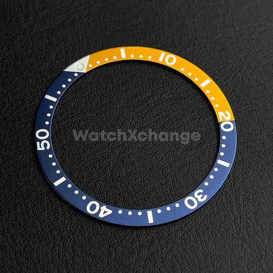 Blue & Orange 38mm Flat Aluminium Bezel Insert For Divers Watch Seiko Mod Turtle