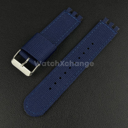 Blue Nylon Strap For Swatch Canvas Watch Band Sport Wristband 19mm