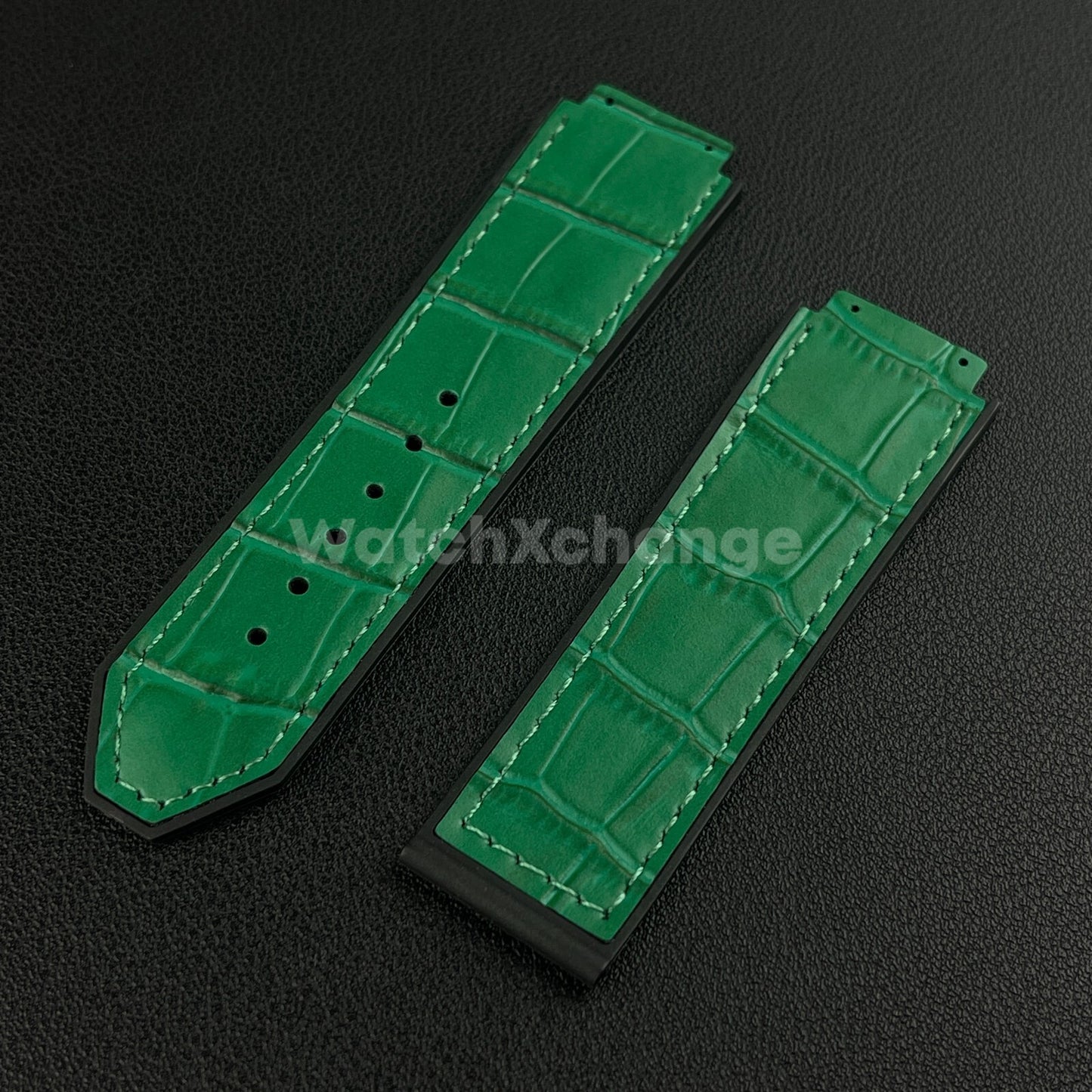 Green Leather Watch Strap Band 26*19mm Fit HUBLOT BIG BANG