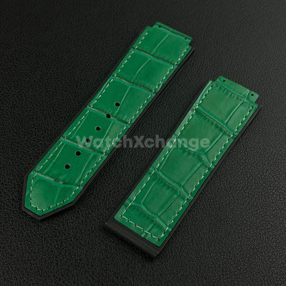 Green Leather Watch Strap Band 26*19mm Fit HUBLOT BIG BANG