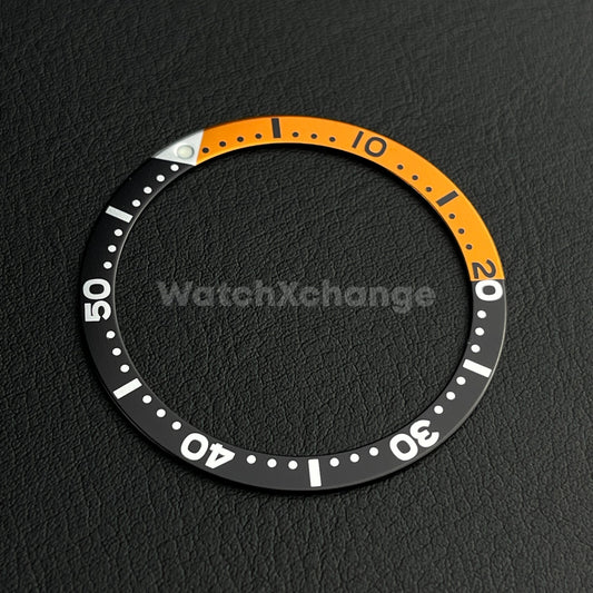 Black & Orange 38mm Flat Aluminium Bezel Insert For Diver Watch Seiko Mod Turtle