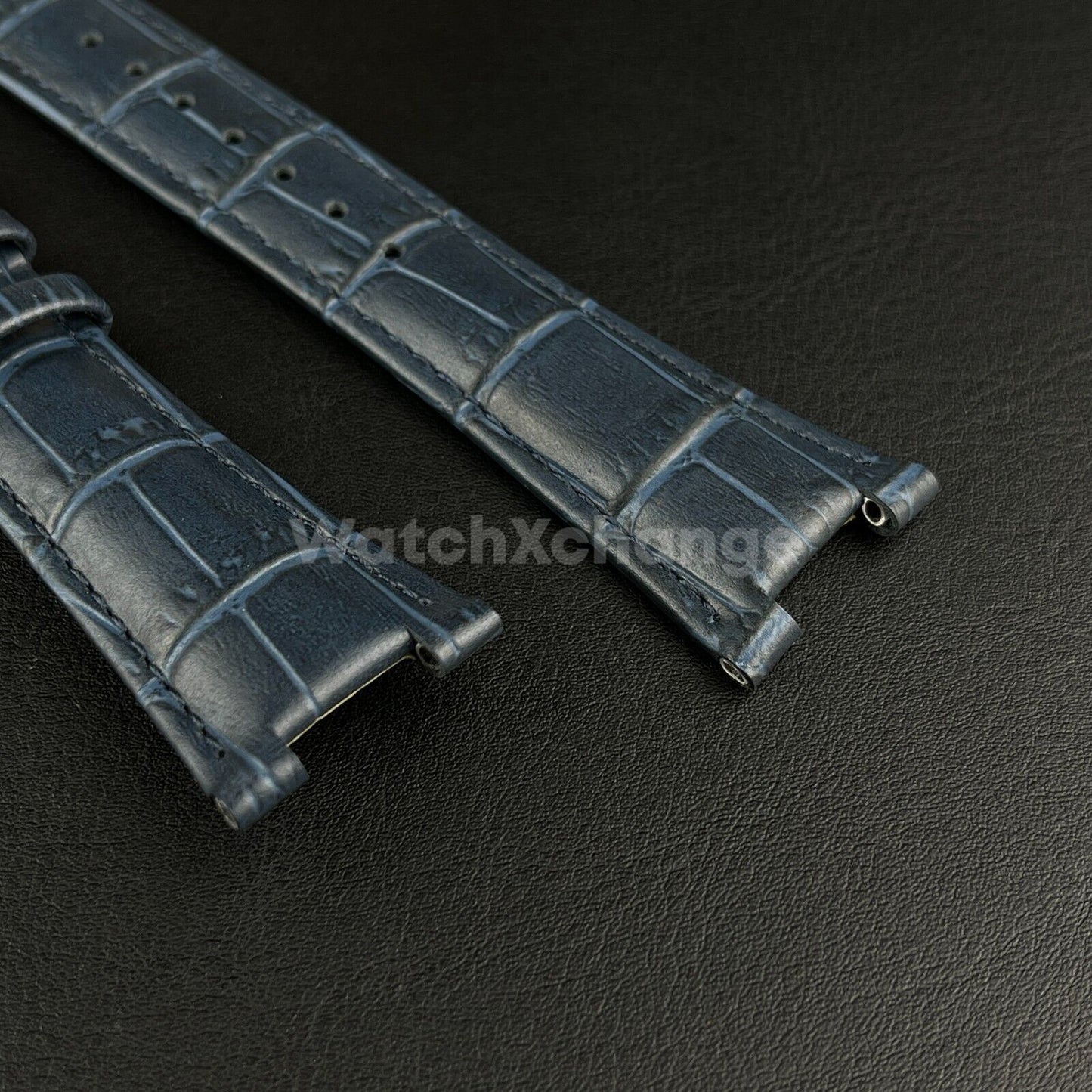 25mm Blue Leather Strap Band For Patek Philippe Nautilus Wrist Watch Clasp